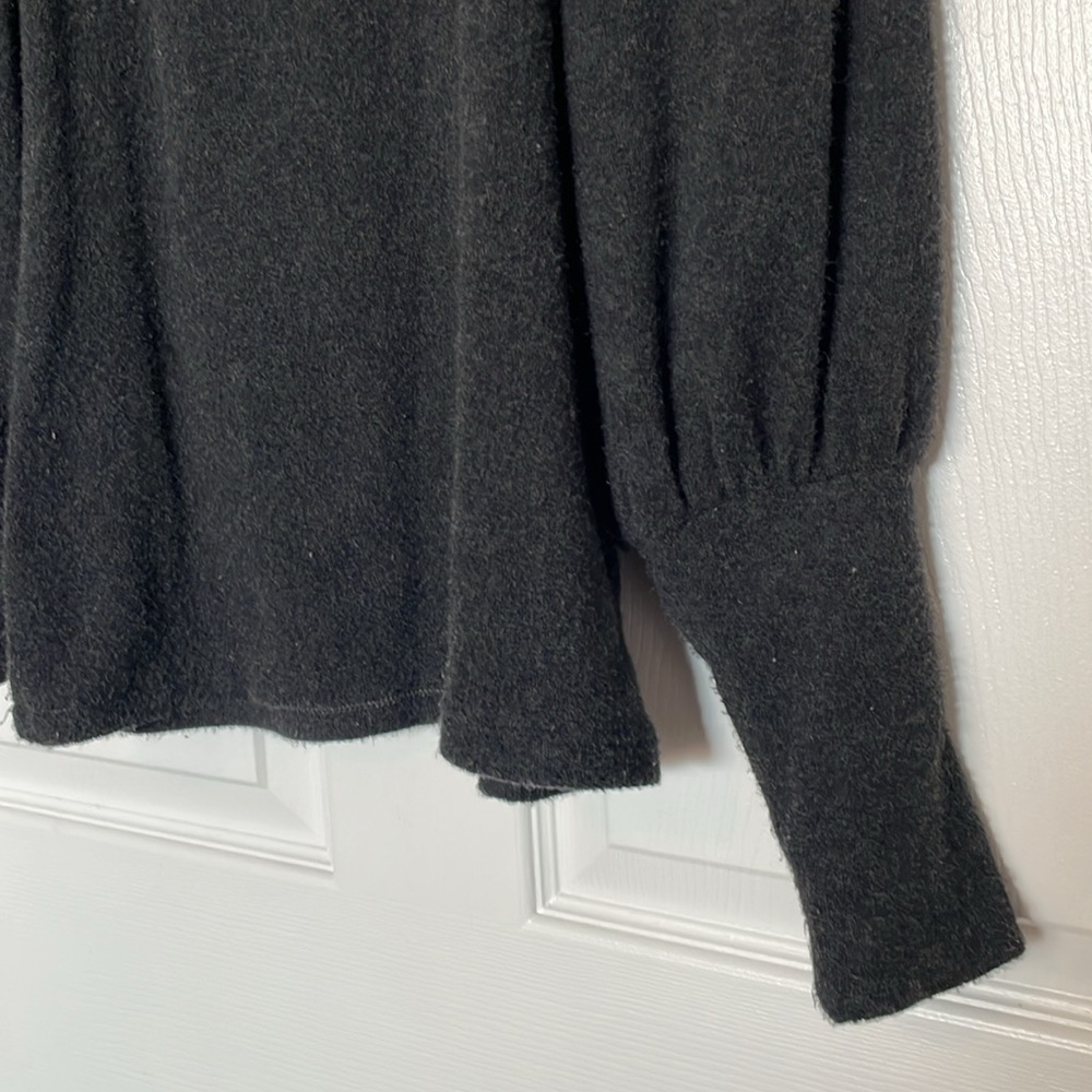 Madewell Sweater Brushed Small Pullover Charcoal Gray Puffy Long Cuffs - Picture 6 of 12